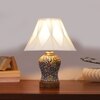 Devansh Off-White Cotton Shade Curtain  Lamp With Wood & Mosaic Glass Base For Decoration/Office/Home/Gifting/Study For Decoration/Office/Home/Gifting/Study