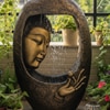 Buddha Face Shower Antique Gold Fiber Glass Indoor Fountain