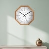 Octagonal Wooden Wall Clock with Natural Wood Frame and Modern Dial