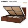 Nivaan Solid Wood Compact King Bed Hydraulic Storage Provincial Teak Finish Mattress 72 x 72 Inches
