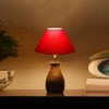 Devansh Red Cotton Table Lamp With Wood Natural Base (10X12.5 Inches)-27