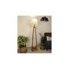 Cavern Wooden Floor Lamp with Brown Base and Jute Fabric Lampshade