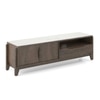Lunar Solid Wood and Carrara White Marble TV Unit in Danish Walnut Finish