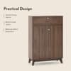 Webster 15 Pair Shoe Rack With Drawer in Classic Walnut Finish