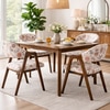 Tashi Solid Wood Dining Chair in Teak Finish & Floral Colour