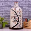 Artful Timber Hand Painted White Glass Shade Table Lamp with Wooden Base