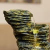 Mustard Yellow Fiber Glass Rock Carvern Indoor Water Fountain