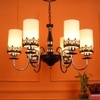 Eliante White Chandelier, 6-Light, Mild Steel And Glass, Modern Ceiling Light Fixture