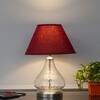 CRYSTAL Clear Glass Table Lamp with Chrome Base and Maroon Shade