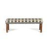 Asteria Solid Wood 2 Seater Bench In Stripe White Jackard Fabric