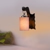 Devansh Solid Wood Electric Wall Light in Brown Colour with Grey Shade Count of 1 Light