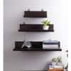 Solid Wood Floating Wall Shelf Set of 3 in Brown Colour
