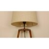 Angular Wooden Table Lamp with Brown Base and Premium White Fabric Lampshade