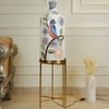 Feather Beauty Glass Shade Electric Table Lamp with Metal Base in White Colour