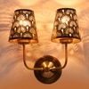 Devansh Metal Electric Wall Light in Gold Colour with Black Shade Count of 2 Lights