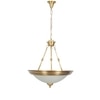 Quoizel Arlo 3-Light Pendant In Pure Brass With Frosted White Glass Shades