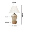 Devansh Off-White Cross Pleated Cotton Shade Lamp With Wood & Mosaic Glass Base For Decoration /Office/Home/Gifting/Study For Office/Home/Gifting -(12X12X16) Inches -
