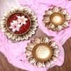 Lotus Cut Urli Set Of 3 In Gold Colour