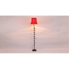 Grady Red Fabric Floor Lamp with Black Iron Base