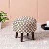 Quad Jacquard Wooden Ottoman in Black & Cream Color