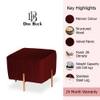 Doe Buck Regent Channel Tufted Velvet Ottoman Stool in Maroon Colour with Rose Gold Legs
