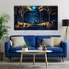 The Castle Decor Golden Deer Wall Art Wooden Framed 27x48 Inch (Style 1)