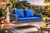 Carry Bird Wicker Patio Furniture Outdoor Balcony Swings In Grey And Blue Colour