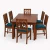 Globally Indian Ojasvi Solid Sheesham Wood 6 Seater Dining Table Set 6 Chairs Teal Blue