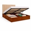 Zyra Solid Wood Queen  Size Upholstered Bed With Hydraulic Storage (Provincial Teak Finish, Beige Colour)