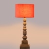 Devansh Orange Cotton Table Lamp With  Wood Natural Base (7X7X21.25 Inches)-5
