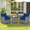 Carry Bird Wicker Patio Furniture Outdoor Balcony Chairs In Grey And Blue Colour