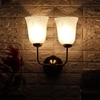 Devansh Metal Electric Wall Light in Gold Colour with White Shade Count of 2 Lights