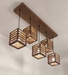 Lyon 5 Series Brown Solid Wood Cluster Hanging Light