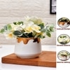 Artificial Freesia Flowers & White Rose With White Pot