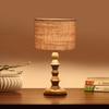 Devansh Beige Jute Table Lamp With  Wood Natural Base (7X7X15.5 Inches)-9