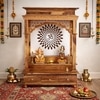 Pradha Sheesham Wood  Prayer Unit in Teak Finish