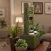 Zigzag Modern Zen Cascading Indoor Tabletop Water Fountain With Light Natural Slate Stone River
