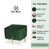 Doe Buck Adirondack Channel Tufted Velvet Ottoman Stool in Green Colour with Gold Legs