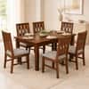 Globally Indian Vihana Solid Sheesham Wood 6 Seater Dining Table Set 6 Chairs Grey
