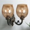 Devansh Metal Electric Wall Light in Antique gold Colour with Lavender Shade Count of 2 Lights