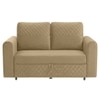 Baruna 2 Seater Velvet Pull Out Sofa Cum Bed with Storage In Beige Color