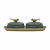 Metalsmith Metal Serveware Box Set of 3 with Tray Green Finish