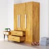 Hexa Red Wooden 3 Door Wardrobe with 2 Drawers and Hanging Space in Giant Wood Colour