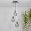 Alita 3-Light Smoke Lustere Glass And Black Metal Cluster Pendant