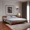 Hertfort Solid Wood Queen  Size Upholstered Bed Without Storage (Honey Finish)