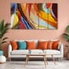 The Castle Decor Abstract Art Wall Painting Wooden Framed 27x48 Inch (Style 3)