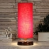 Sheba Red cotton table lamp with brown wood base