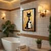 The Castle Decor Funny Black Cat Toilet Paper Wall Art 8x12 Inch