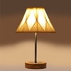 Devansh Off-White Cotton Vintage Cross Pleated   Lamp With Natural  Wood Base  & Steel Pipe  (12X17.75)