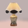 Devansh Multi  Vintage  Cotton Pleated Shade Lamp With Wood & Mosaic Glass Base For Decoration/Office/Home/Gifting/Study For Decoration/Office/Home/Gifting/Study
